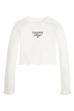 Tommy Hilfiger Cream Tommy Graphic Ribbed Top