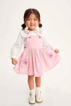 Next Pink Embroidered Pinafore And Blouse Set (3mths-8yrs) -Angel & Rocket Shop C49 665s2
