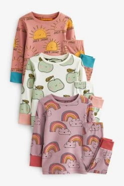 Next Cream/Purple Character Pyjamas 3 Pack (9mths-8yrs)