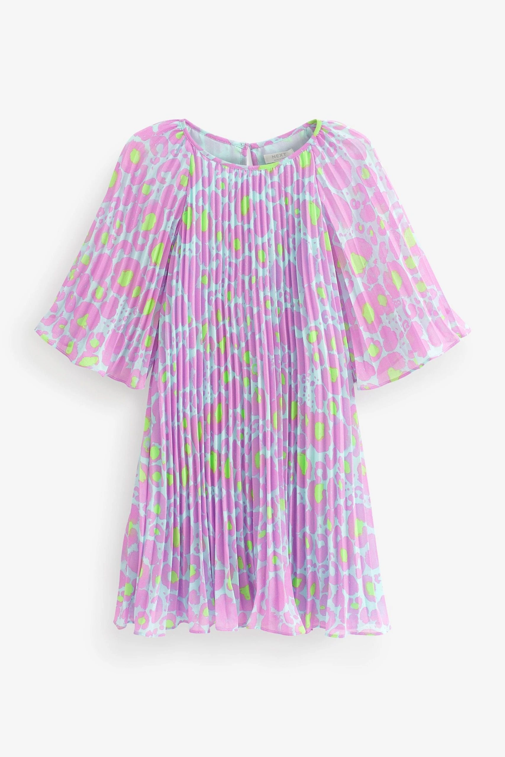 Next Purple Animal Print Pleated Angel Sleeve Dress (3-16yrs) 6 Next Purple Animal Print Pleated Angel Sleeve Dress (3-16yrs) - Image 4