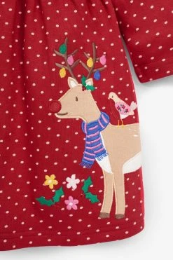 Jojo Maman Bebe JoJo Maman Bébé Reindeer Appliqué Dress 7 Jojo Maman Bebe JoJo Maman Bébé Reindeer Appliqué Dress -Angel & Rocket Shop C52028s2