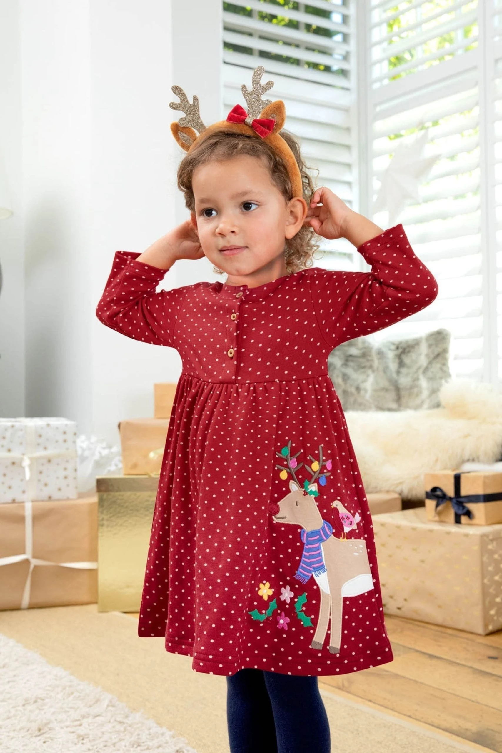 Jojo Maman Bebe JoJo Maman Bébé Reindeer Appliqué Dress 5 Jojo Maman Bebe JoJo Maman Bébé Reindeer Appliqué Dress - Image 3