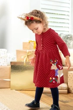 Jojo Maman Bebe JoJo Maman Bébé Reindeer Appliqué Dress 9 Jojo Maman Bebe JoJo Maman Bébé Reindeer Appliqué Dress -Angel & Rocket Shop C52028s4