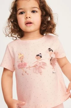 Next Pale Pink Ballerina Short Sleeve Cotton T-Shirt (3mths-7yrs) -Angel & Rocket Shop C55 228s4
