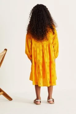 Next Mango Yellow Cotton Broderie Kaftan Dress (3-16yrs) -Angel & Rocket Shop C58 888s3