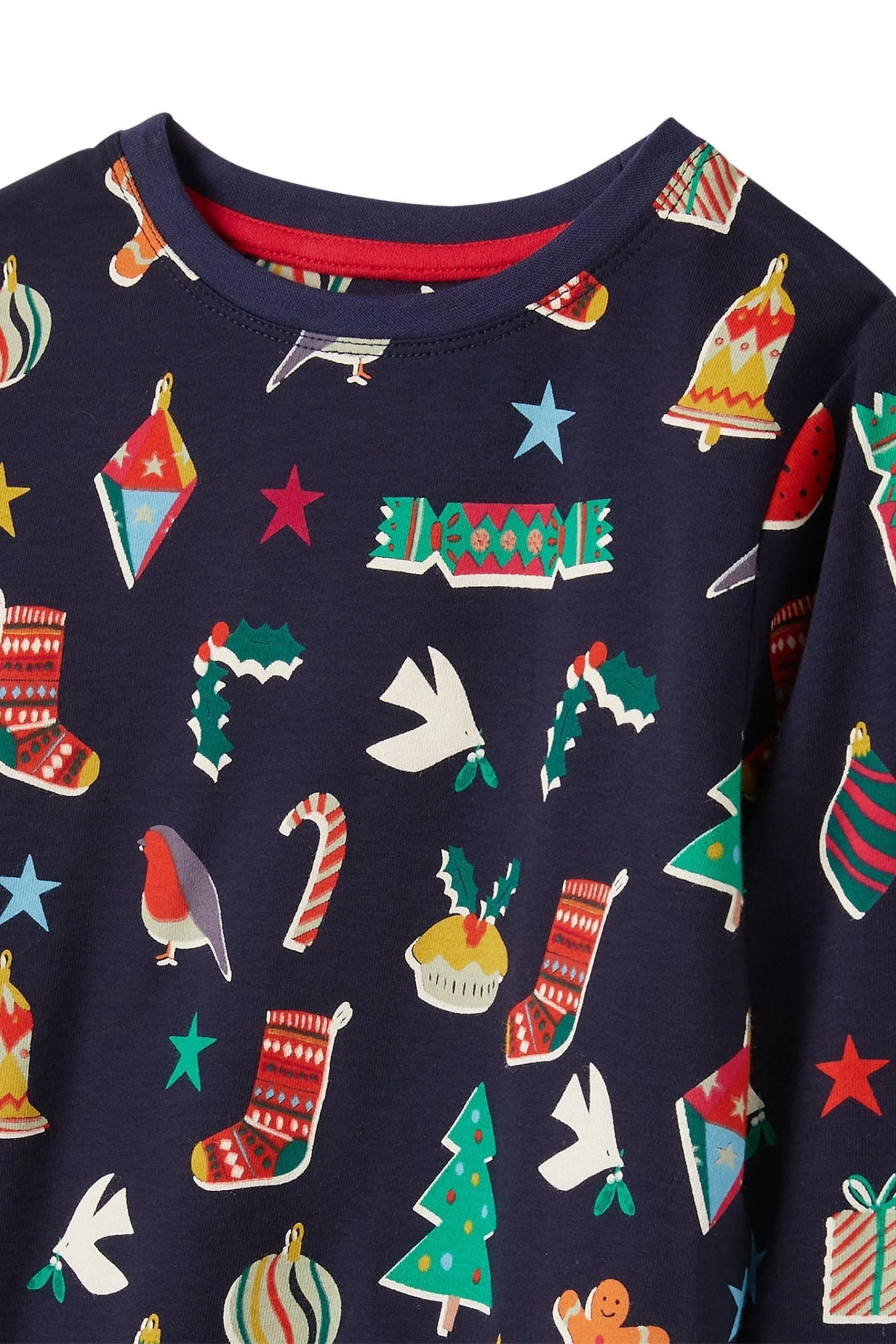 Joules Blue Festive Kipwell Pyjama Set 5 Joules Blue Festive Kipwell Pyjama Set - Image 3