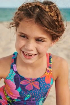 Next Green/Blue Floral Strappy Swimsuit (3-16yrs) -Angel & Rocket Shop C70 152s4