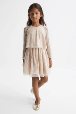 Reiss Mika Sequin Sheer Tutu Dress