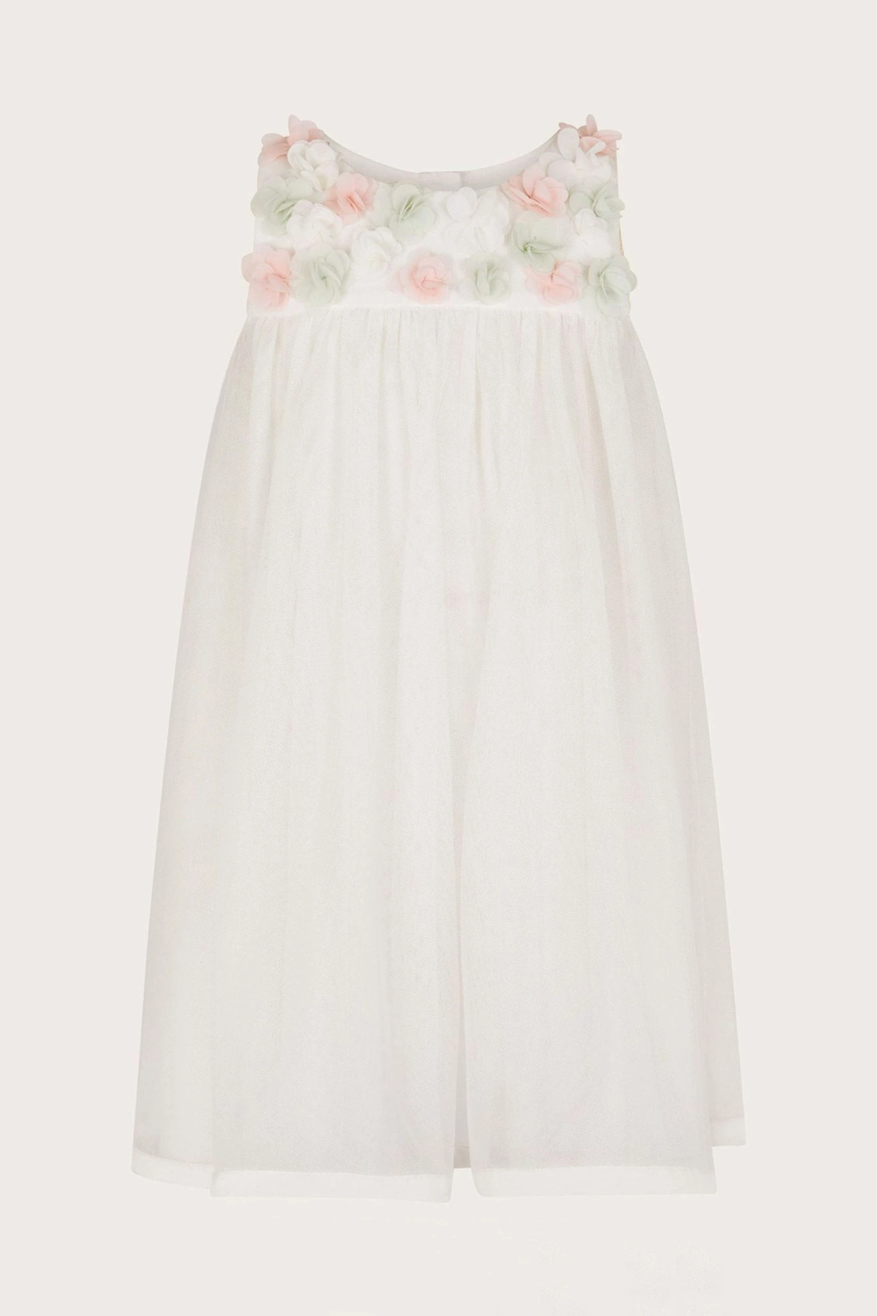 Monsoon Baby Natural Fiona 3D Flower Swing Dress 3 Monsoon Baby Natural Fiona 3D Flower Swing Dress