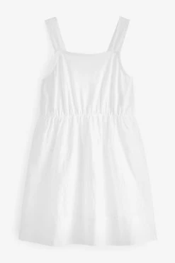 Benetton Broaderie Tiered White Dress