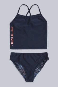 Animal Kids Navy Blue Dive In Recycled Reversible Tankini