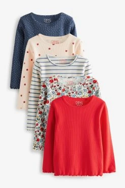 Next 5 Pack Long Sleeve Rib Jersey Tops (3mths-7yrs)