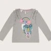 Monsoon Grey Owl Long Sleeve T-Shirt In Sustainable Cotton -Angel & Rocket Shop C83183s