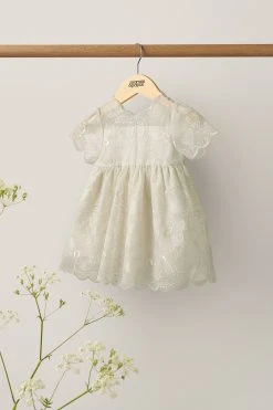 Mamas & Papas Cream Floral Lace Detail Dress -Angel & Rocket Shop C87822s3