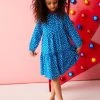 Crew Clothing Company Blue Spot Cotton Draped Dress -Angel & Rocket Shop C93520s