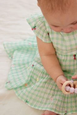 Next Green Check Embroidery Baby Dress (0mths-2yrs) -Angel & Rocket Shop CD0 306s6