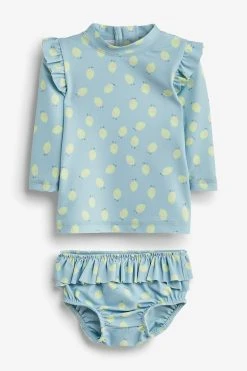 Next Mineral Blue Newborn 2 Piece Sunsafe Swim Set (0mths-3yrs) -Angel & Rocket Shop D00 169s5