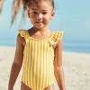 Next Yellow Frill Sleeved Swimsuit (3mths-7yrs)