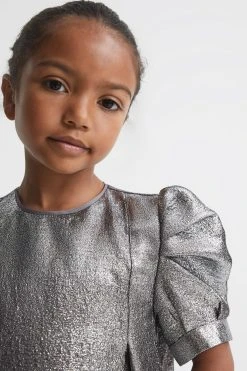 Reiss Ellie Metallic Shoulder Detail Dress -Angel & Rocket Shop D00 270s4