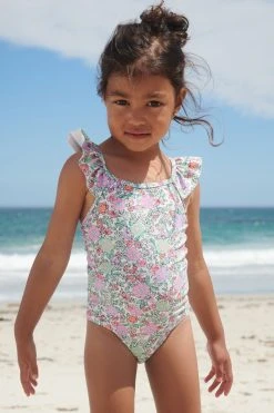 Next Mint Green Frill Sleeved Swimsuit (3mths-7yrs)