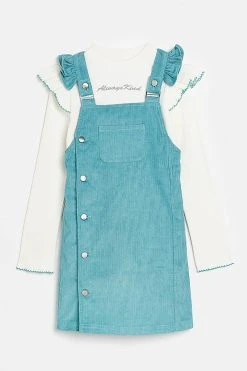 River Island Girls Blue Kind Society Ultimate Cord Pinny Dress -Angel & Rocket Shop D02251s3