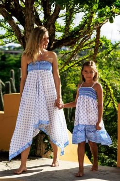 Sunuva Blue Sleveless Bell Midi Dress