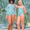 Sunuva Green And Pink Jungle Leaf Surfsuit -Angel & Rocket Shop D04408s