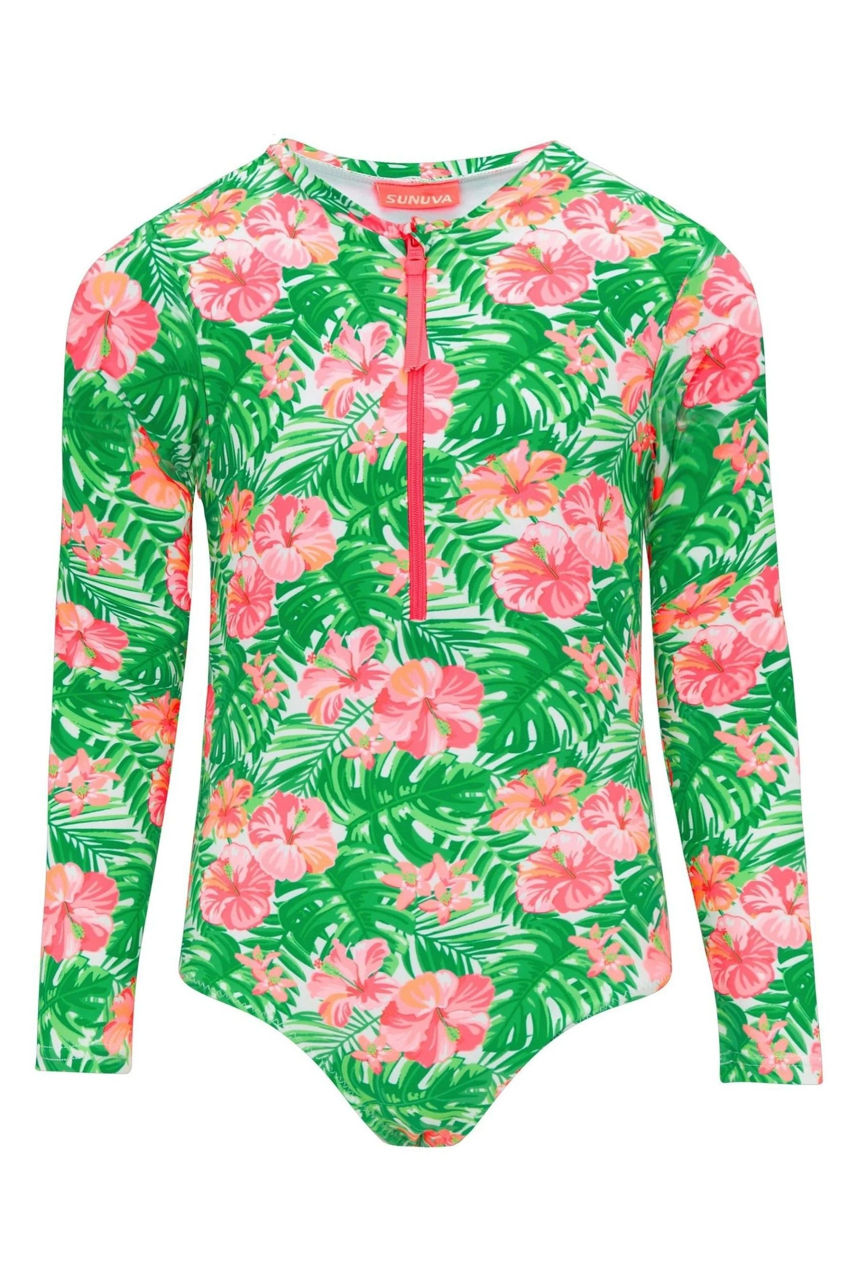 Sunuva Green And Pink Jungle Leaf Surfsuit 4 Sunuva Green And Pink Jungle Leaf Surfsuit - Image 2