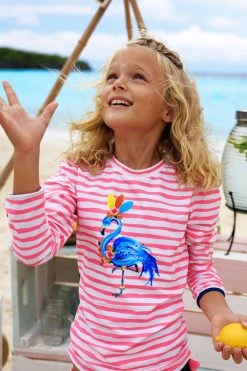 Sunuva Pink Stripe Carnival Flamingo Rash Vest