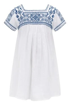 Sunuva Navy And White Peruvian Short Sleeve Dress -Angel & Rocket Shop D04421s4