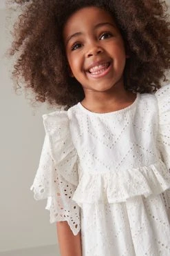 Next Cotton Broderie Ruffle Dress (3-16yrs) -Angel & Rocket Shop D06 353s4