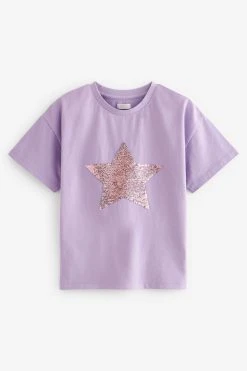 Next Short Sleeve Sequin T-Shirt (3-16yrs) -Angel & Rocket Shop D09 233s5