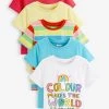 Next Rainbow Stripe Character T-Shirts 5 Pack (3-16yrs) -Angel & Rocket Shop D09329s