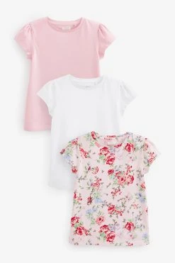 Next Pink Floral T-Shirts 3 Pack (3-16yrs)