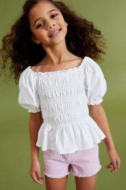 Next Shirred Puff Sleeve Top (3-16yrs)