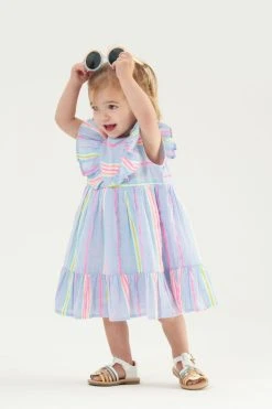Angel & Rocket Blue Ruffle Front Stripe Dress