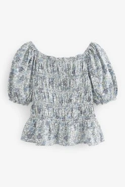Next Shirred Puff Sleeve Top (3-16yrs) -Angel & Rocket Shop D34 521s4