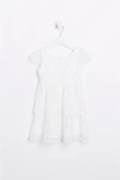 River Island Girls White Lace Tierred Waisted Dress -Angel & Rocket Shop D35842s3