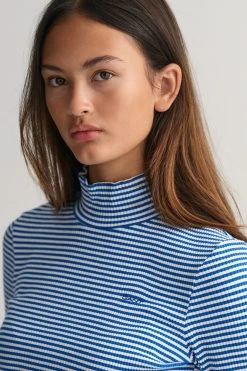 GANT Blue Striped Ribbed Polo Top -Angel & Rocket Shop D36153s3