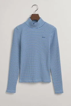 GANT Blue Striped Ribbed Polo Top -Angel & Rocket Shop D36153s4
