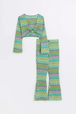 River Island Green Knitted Chevron Sunshop Set