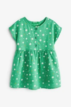 Benetton Green Printed Button Down Dress