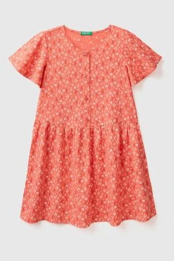 Benetton Red Printed Button Down Dress