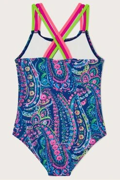 Monsoon Blue Paisley Print Swimsuit -Angel & Rocket Shop D47419s2
