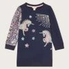 Monsoon Blue Unicorn Sweat Tunic Dress -Angel & Rocket Shop D47427s
