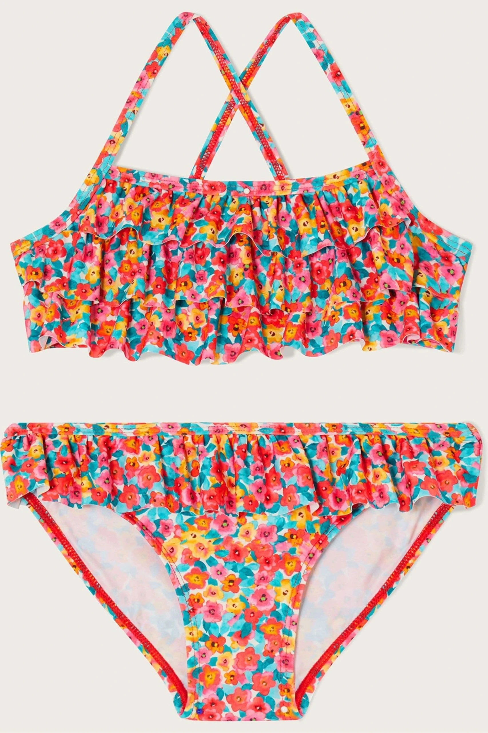 Monsoon Red Ditsy Ruffle Bikini Set 3 Monsoon Red Ditsy Ruffle Bikini Set