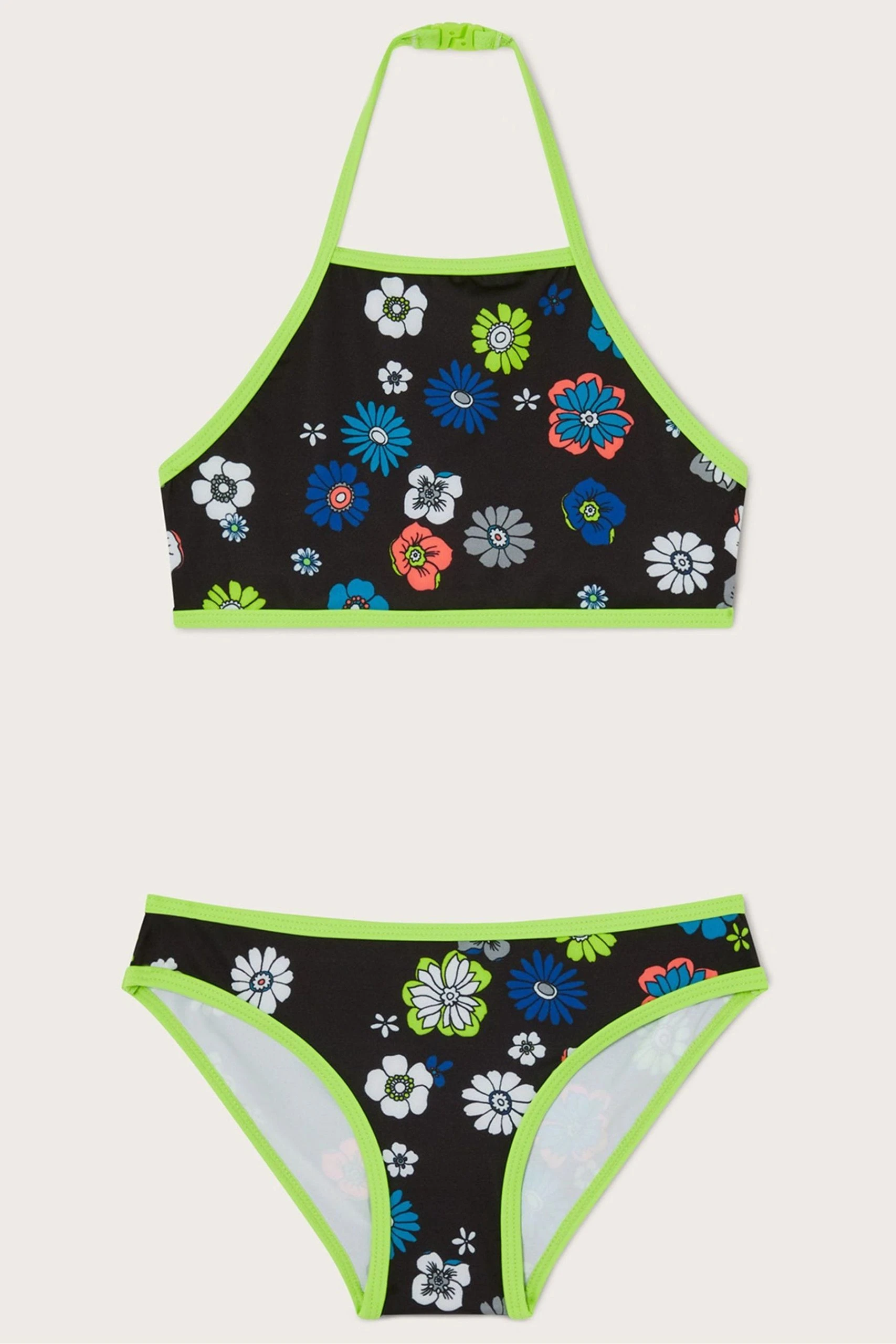 Monsoon Floral Halter Black Bikini Set 3 Monsoon Floral Halter Black Bikini Set