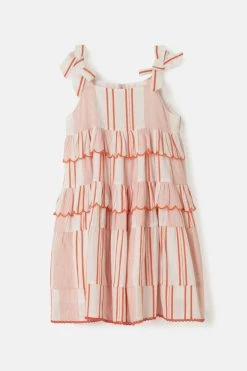 Angel & Rocket Orange Nala Stripe Scallop Tiered Dress -Angel & Rocket Shop D48021s4