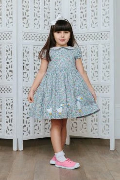 Trotters London Pink Jemima Petal Collar Dress