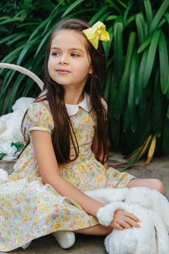 Trotters London Yellow Liberty Print Buttercup Betsy Cotton Dress -Angel & Rocket Shop D49352s3